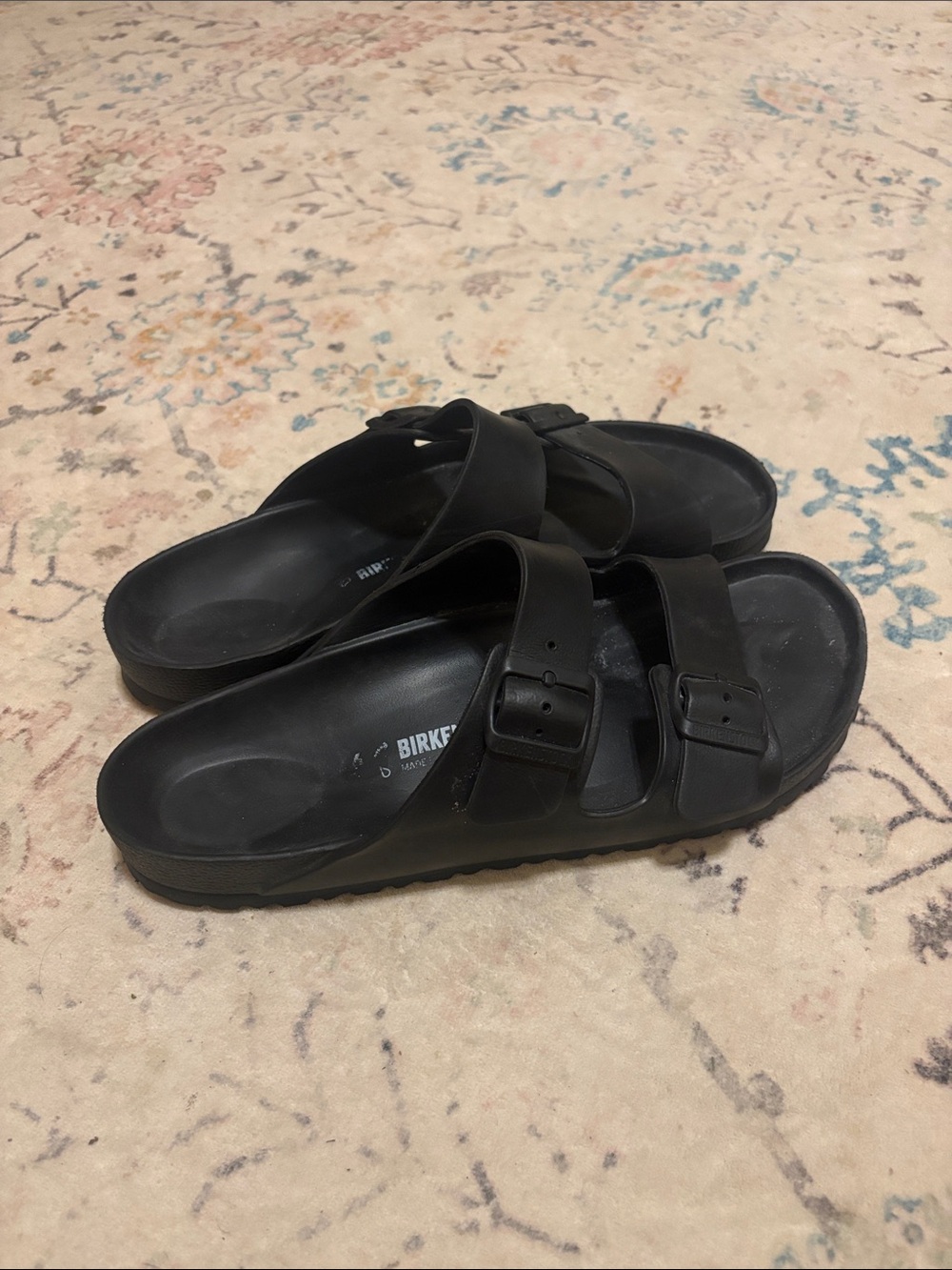 Birkenstock Mens Two-Strap Black Sandals. Size 46. Men’s size 13.